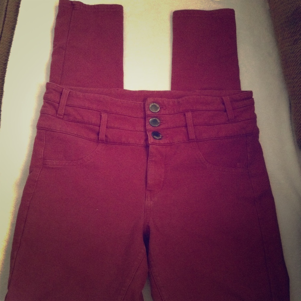 Maroon High Waisted Skinny Jeans sz M